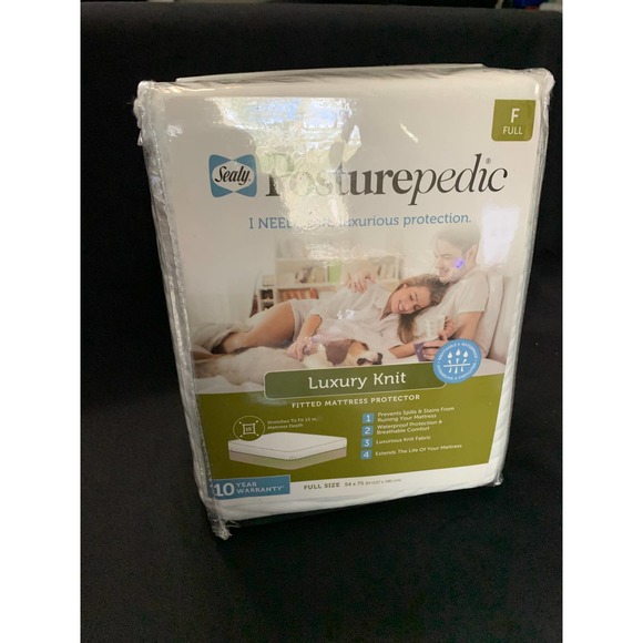 Sealy Posturepedic Full Size Luxury Knit Mattress Protector - New - Picture 2 of 4